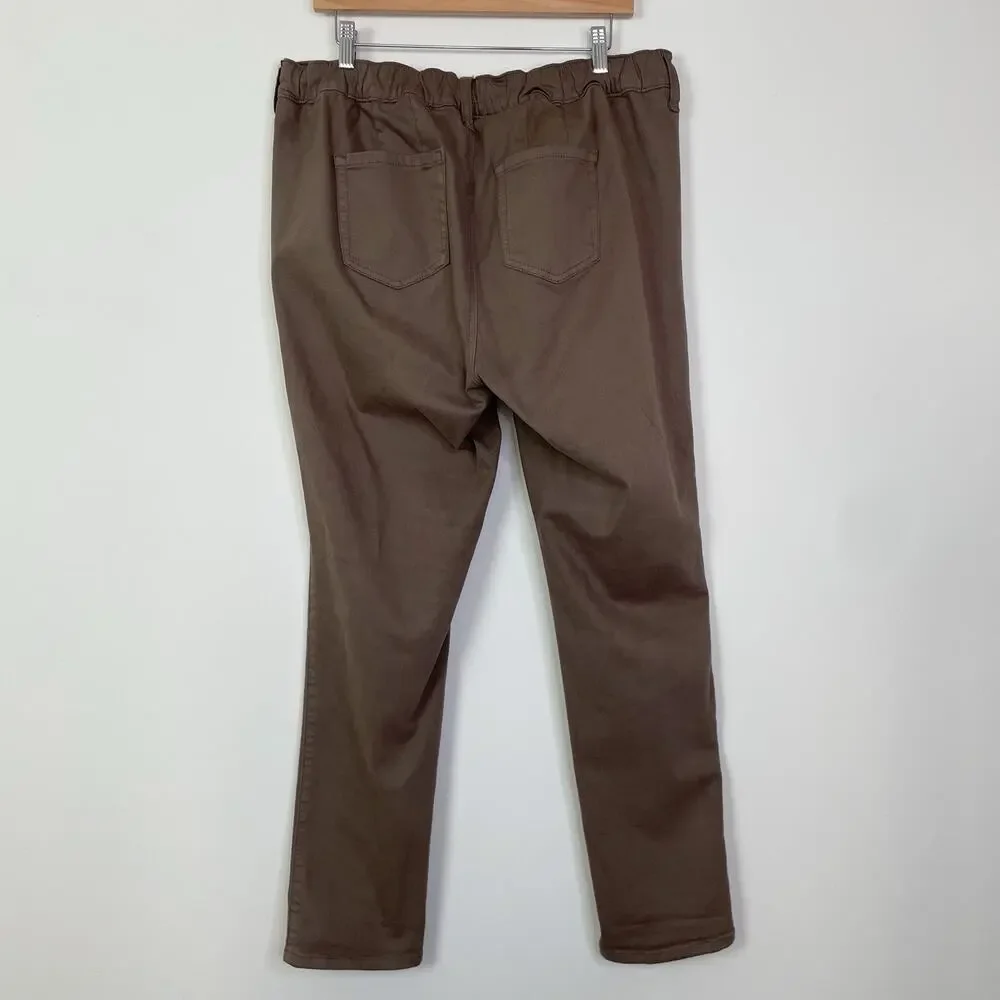 Torrid‎ Weekend Boyfriend Straight Mid Rise Pants Pull On Morel Brown 12 Tall 0T - Picture 4 of 13